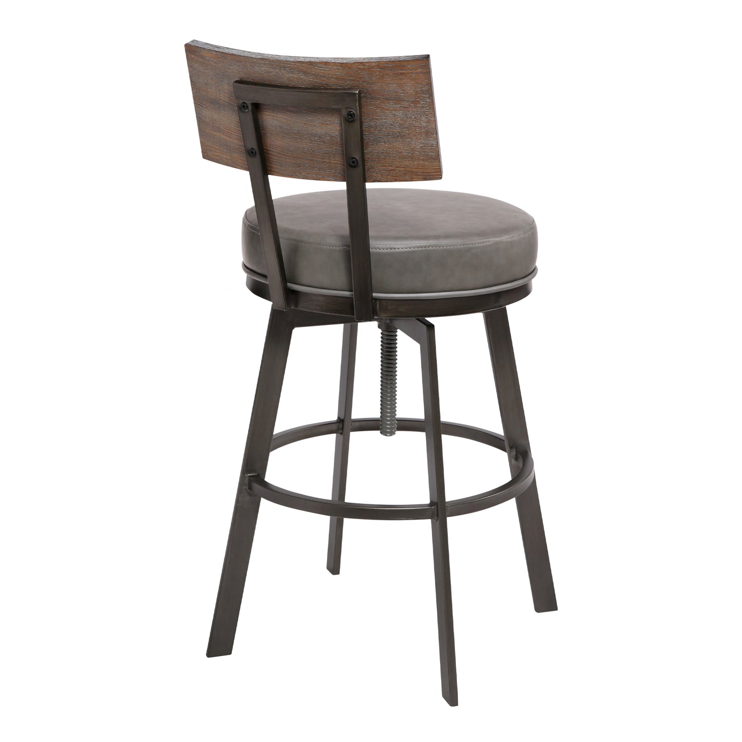 Montreal Adjustable Barstool in Mineral Finish withÂ Gray Faux Leather