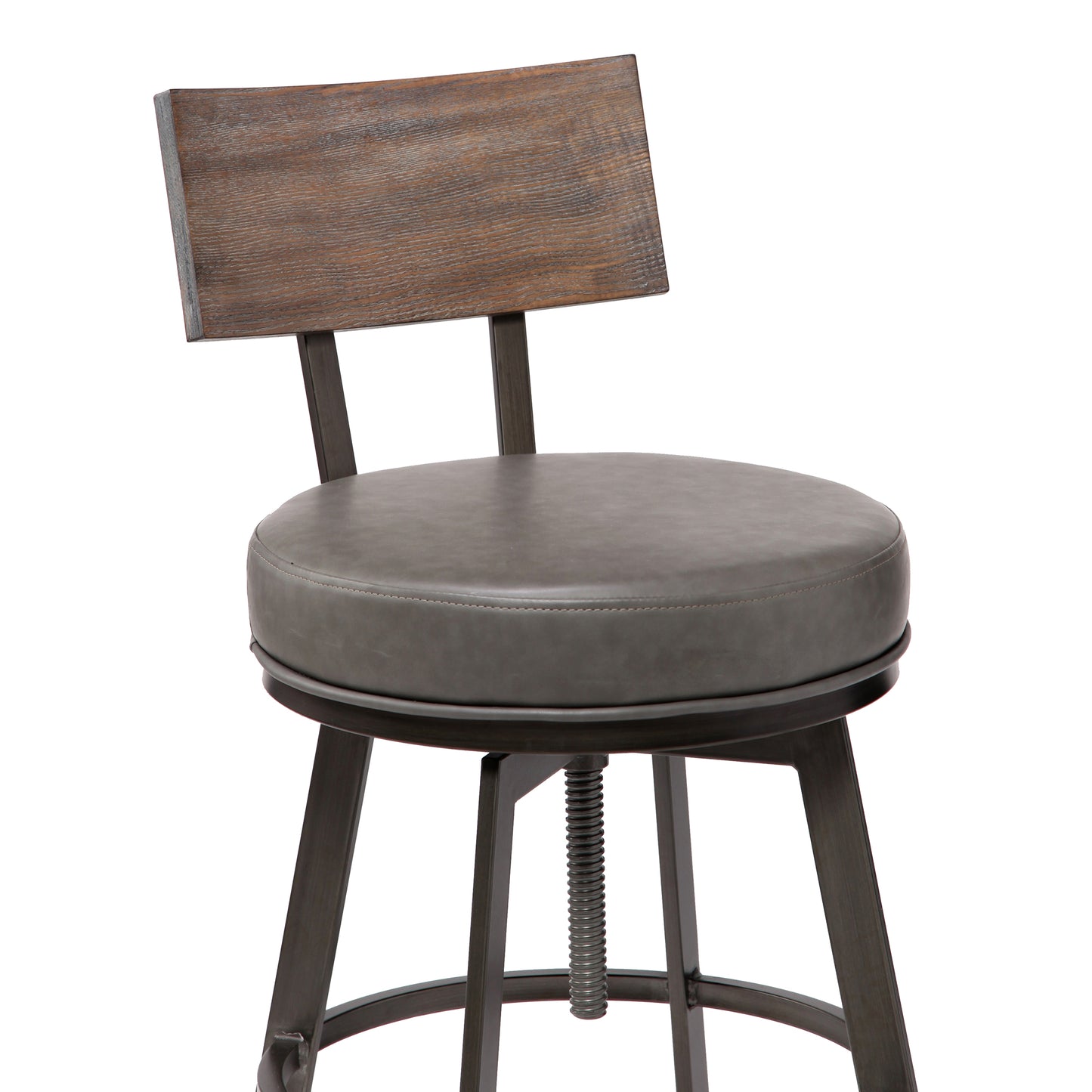 Montreal Adjustable Barstool in Mineral Finish withÂ Gray Faux Leather