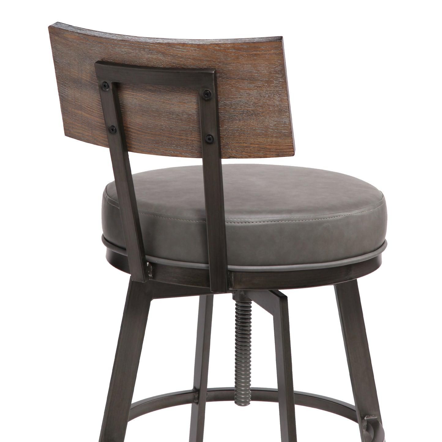 Montreal Adjustable Barstool in Mineral Finish withÂ Gray Faux Leather