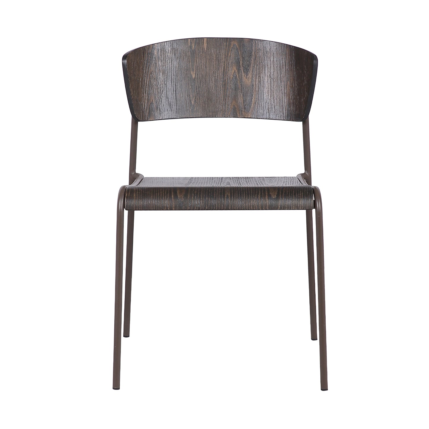 Nick Walnut and Metal Open Back Dining Accent Chairs (Set of 2)
