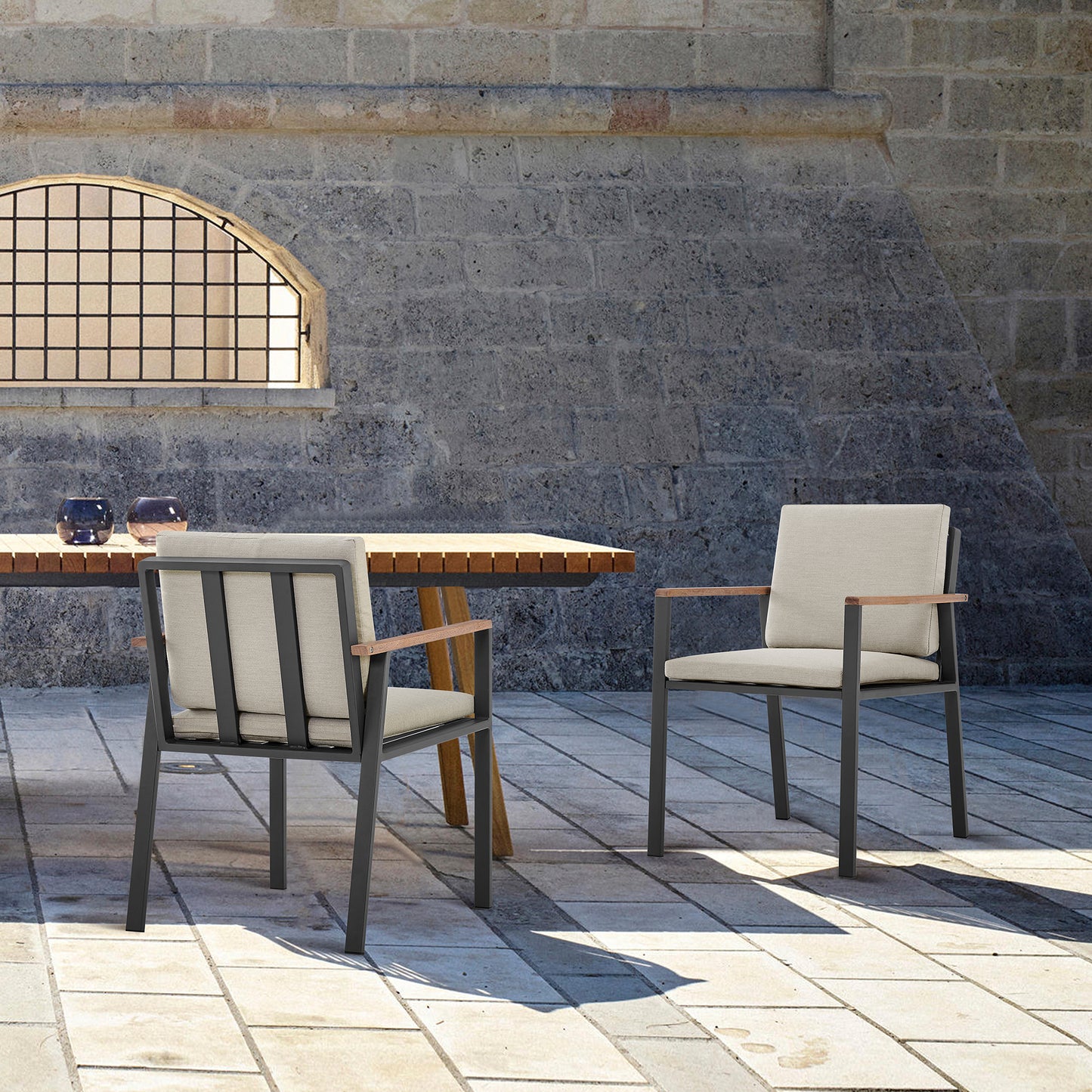 Nofi Patio Dining Chair in Charcoal Finish - Set of 2