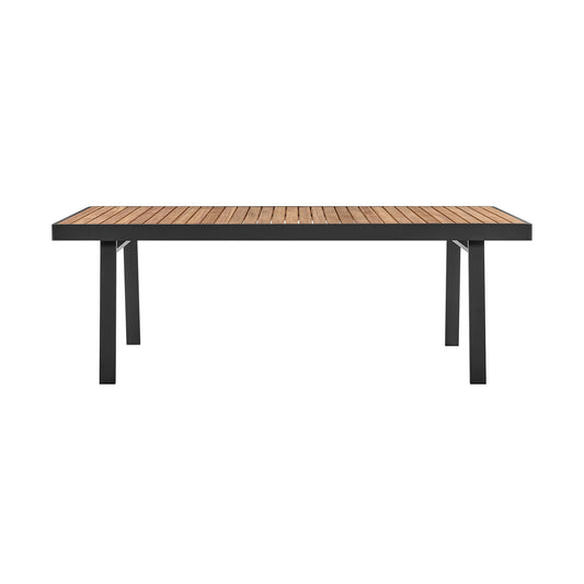 Nofi Outdoor Patio Dining Table in Charcoal Finish with Teak Wood Top