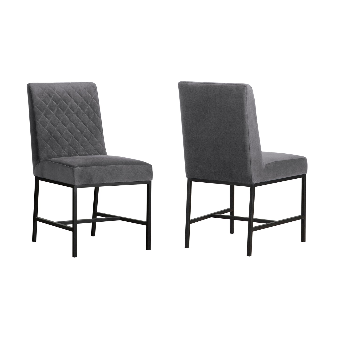 Napoli Gray Velvet and Black Leg Modern Dining Accent Chair-Set of 2