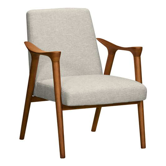 Nathan Mid-Century Accent Chair in Champagne Ash Wood Finish and Beige Fabric