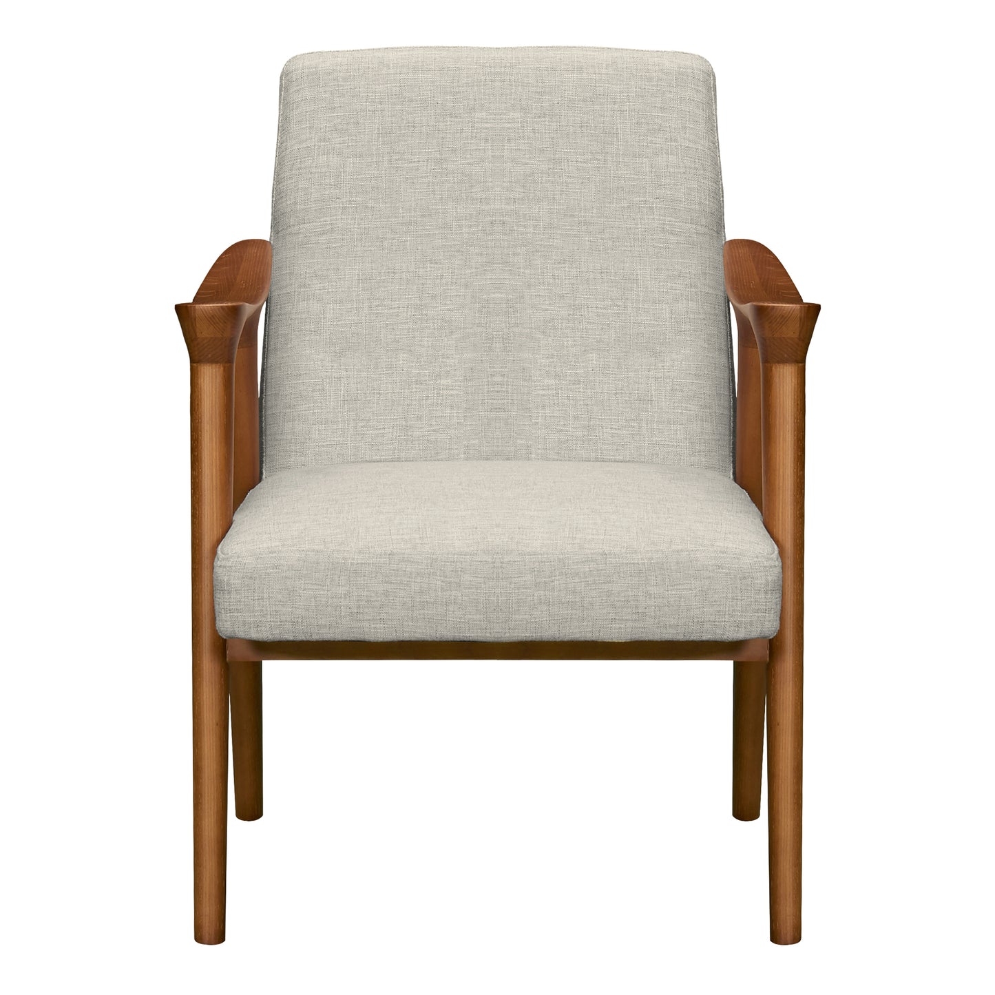 Nathan Mid-Century Accent Chair in Champagne Ash Wood Finish and Beige Fabric
