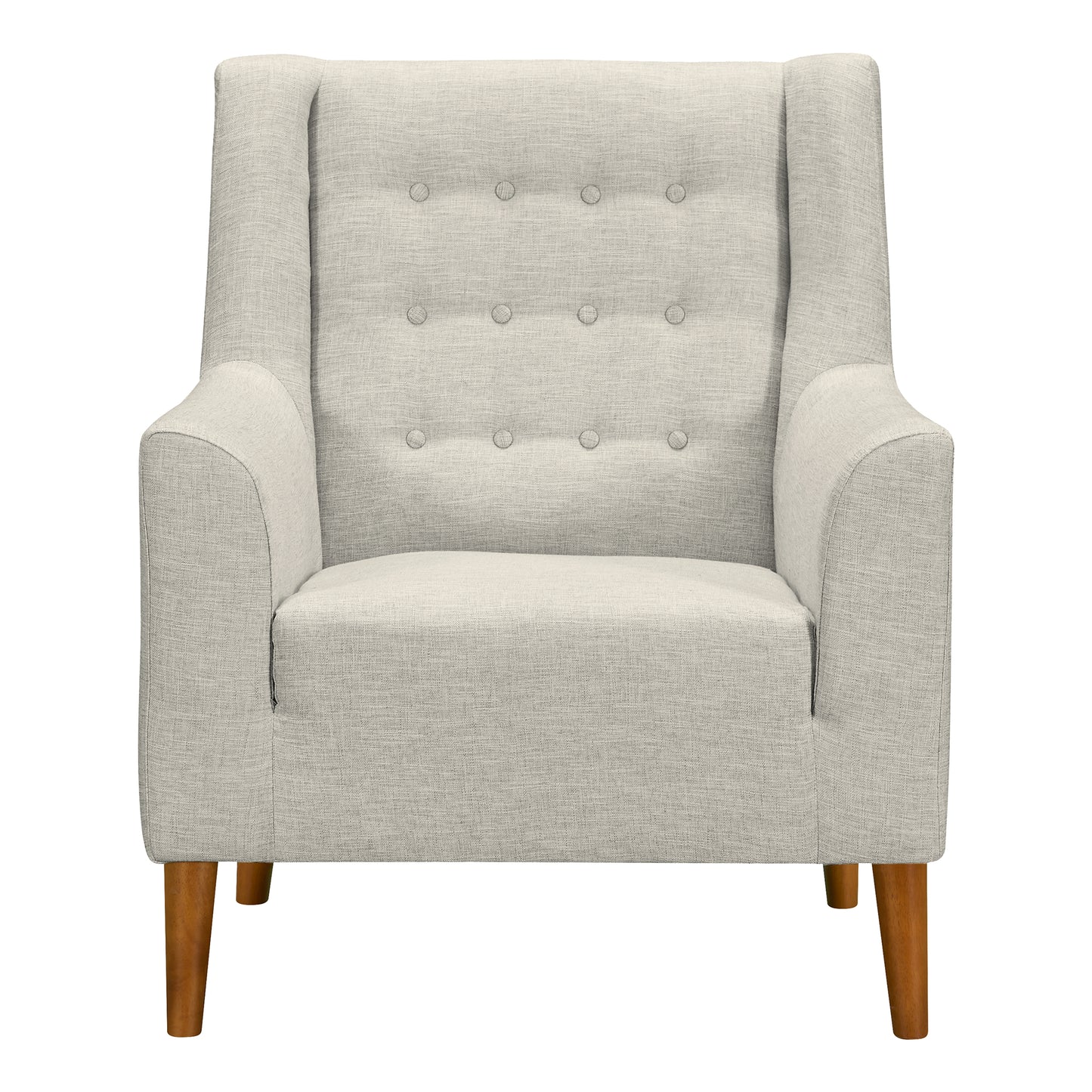 Nubia Mid-Century Accent Chair in Champagne Wood Finish and Beige Fabric