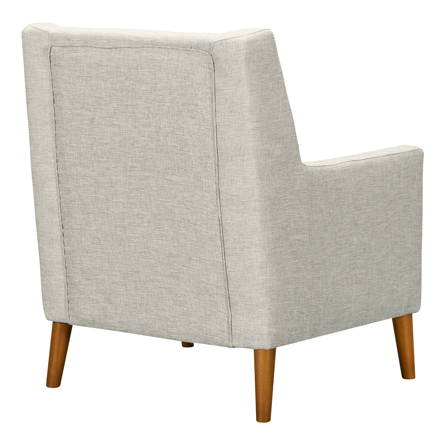 Nubia Mid-Century Accent Chair in Champagne Wood Finish and Beige Fabric