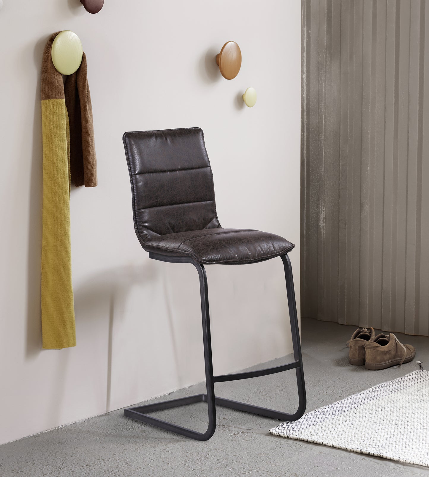 Newark Contemporary 30" Bar Height Barstool in Gray and Espresso Fabric