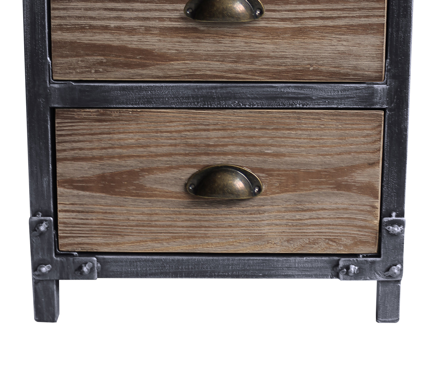 Nyx Industrial 3-Drawer End Table in Industrial Gray and Pine Wood