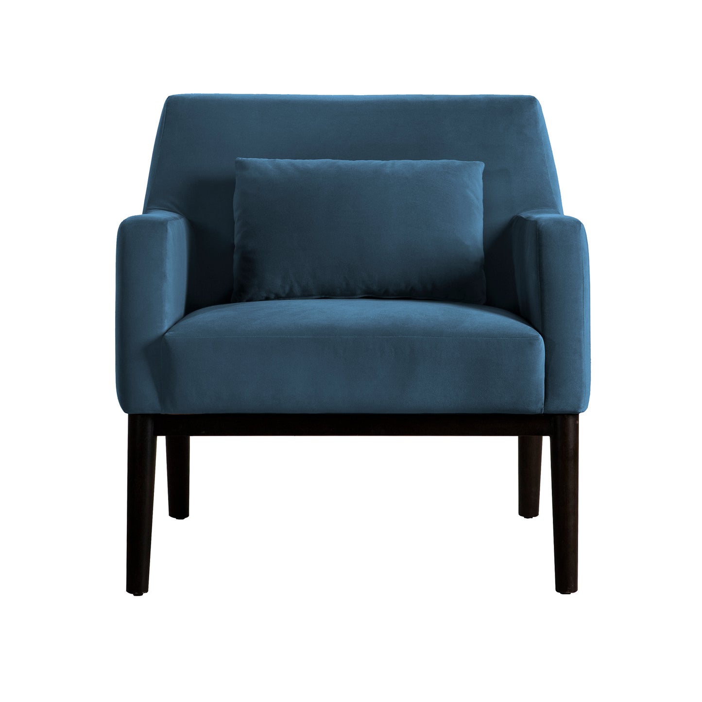 Oliver Blue Velvet Modern Accent Chair with Wood Legs