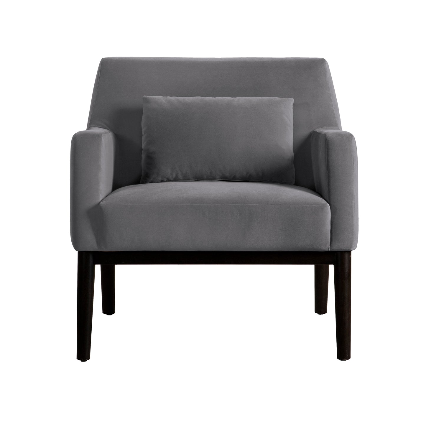 Oliver Gray Velvet Modern Accent Chair with Wood Legs