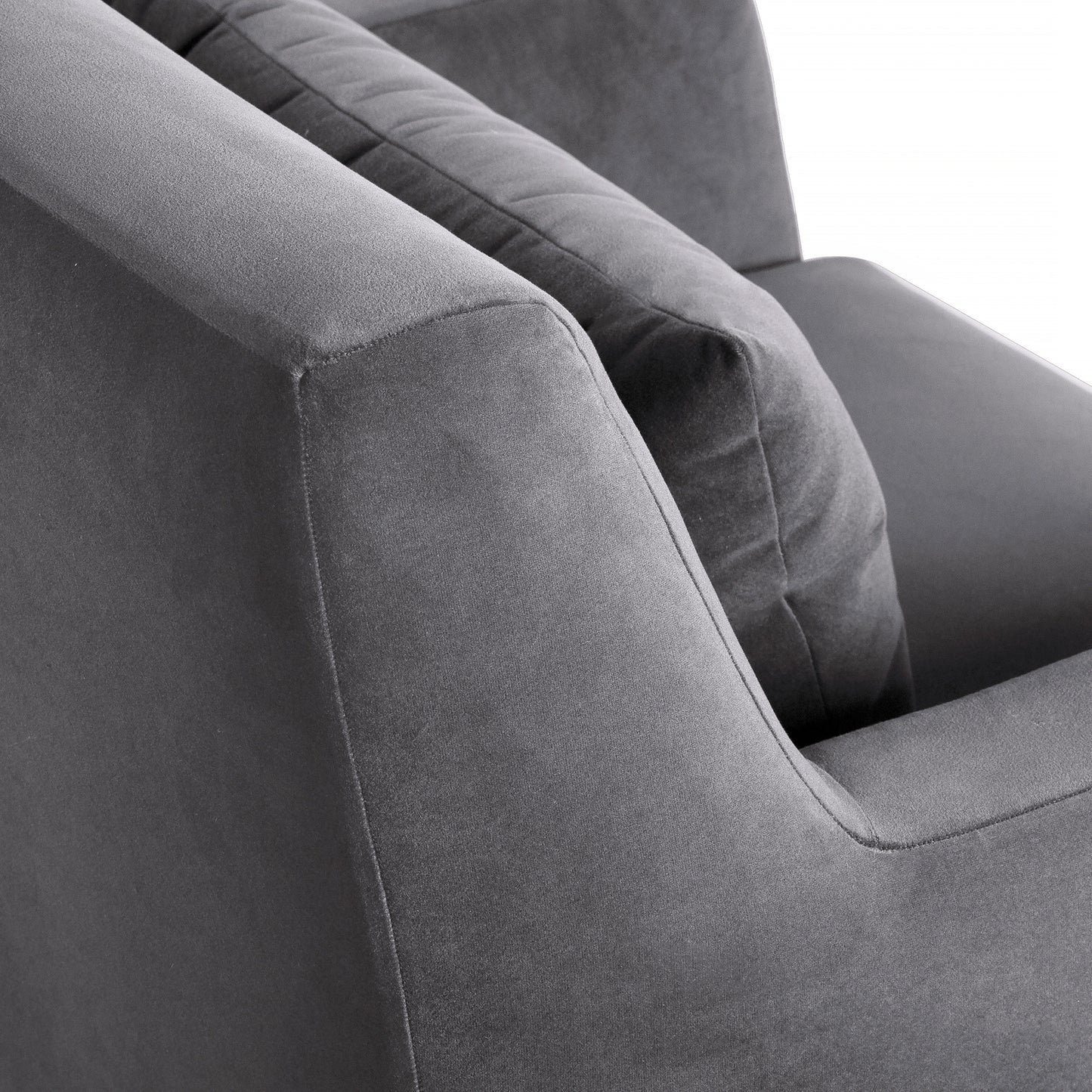 Oliver Gray Velvet Modern Accent Chair with Wood Legs