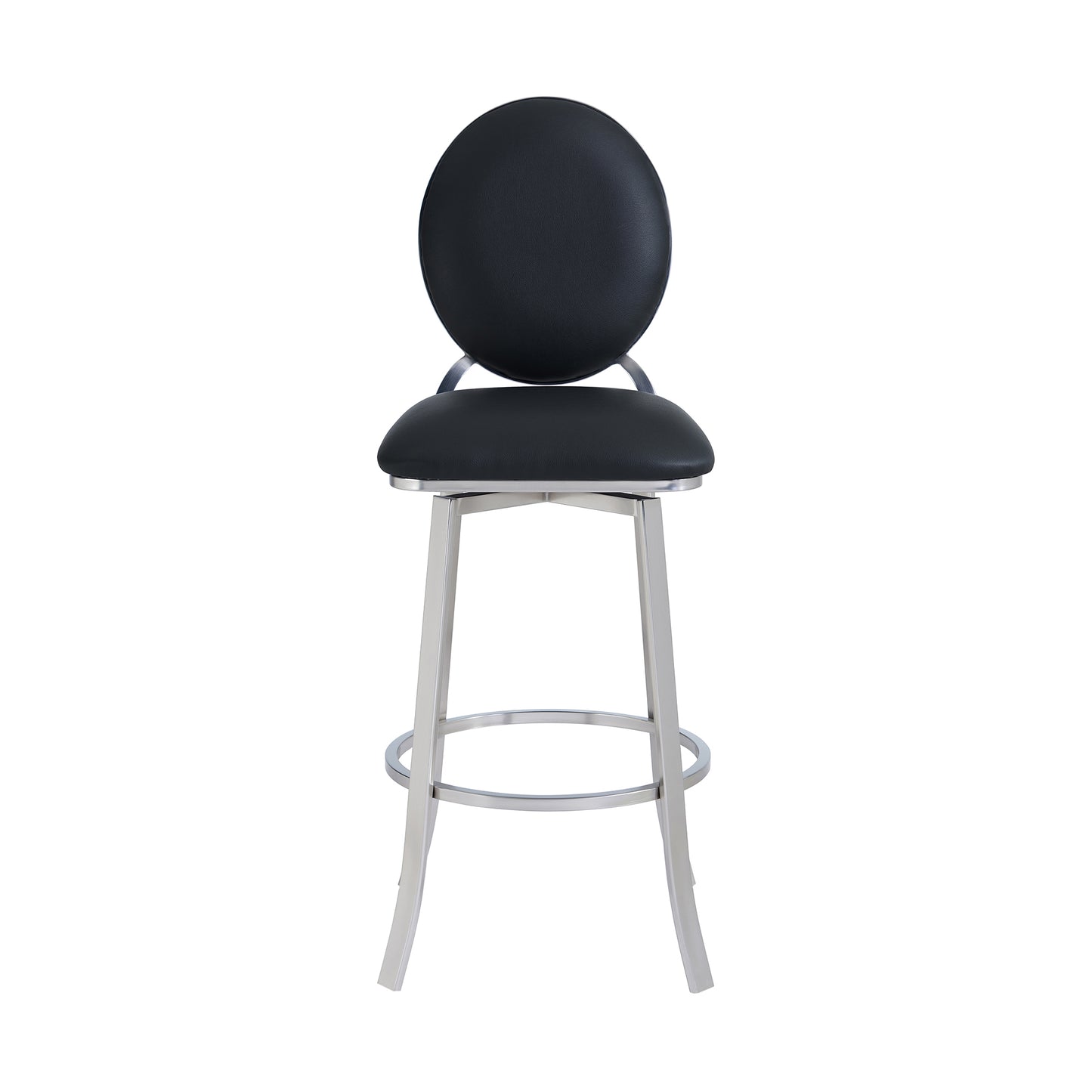 Pia Contemporary 26" Counter Height Barstool in Brushed Stainless Steel Finish