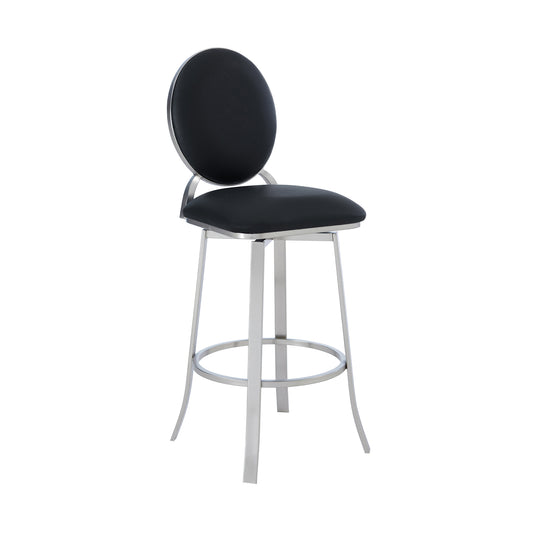 Pia Contemporary 30" Bar Height Barstool in Brushed Stainless Steel Finish