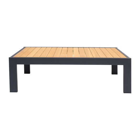 Palau Outdoor Coffee Table in Dark Grey with Natural Teak Wood Top