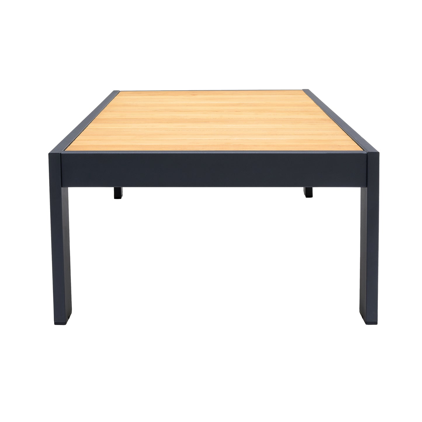 Palau Outdoor Coffee Table in Dark Grey with Natural Teak Wood Top