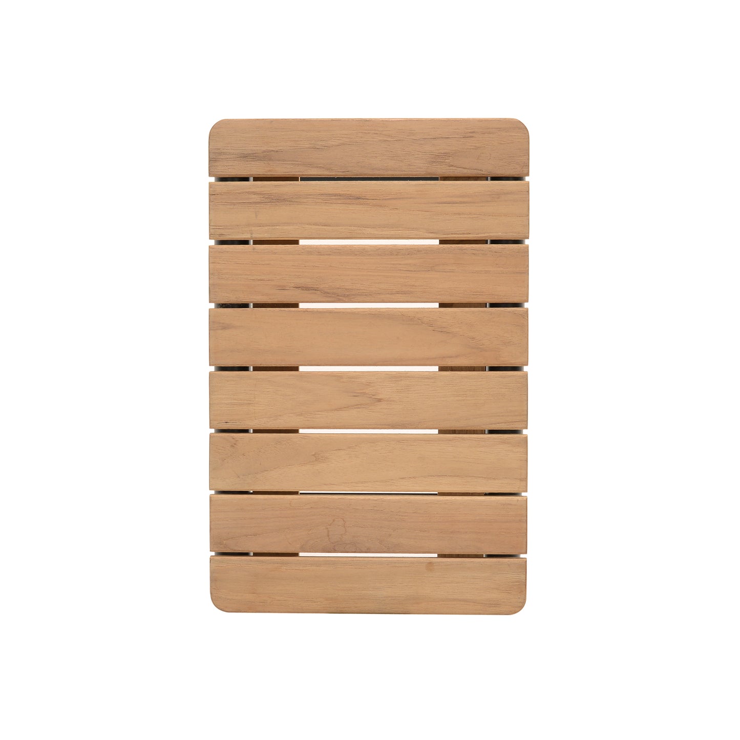 Portals Outdoor C-Shape Side Table in Black Finish and Natural Teak Wood Top