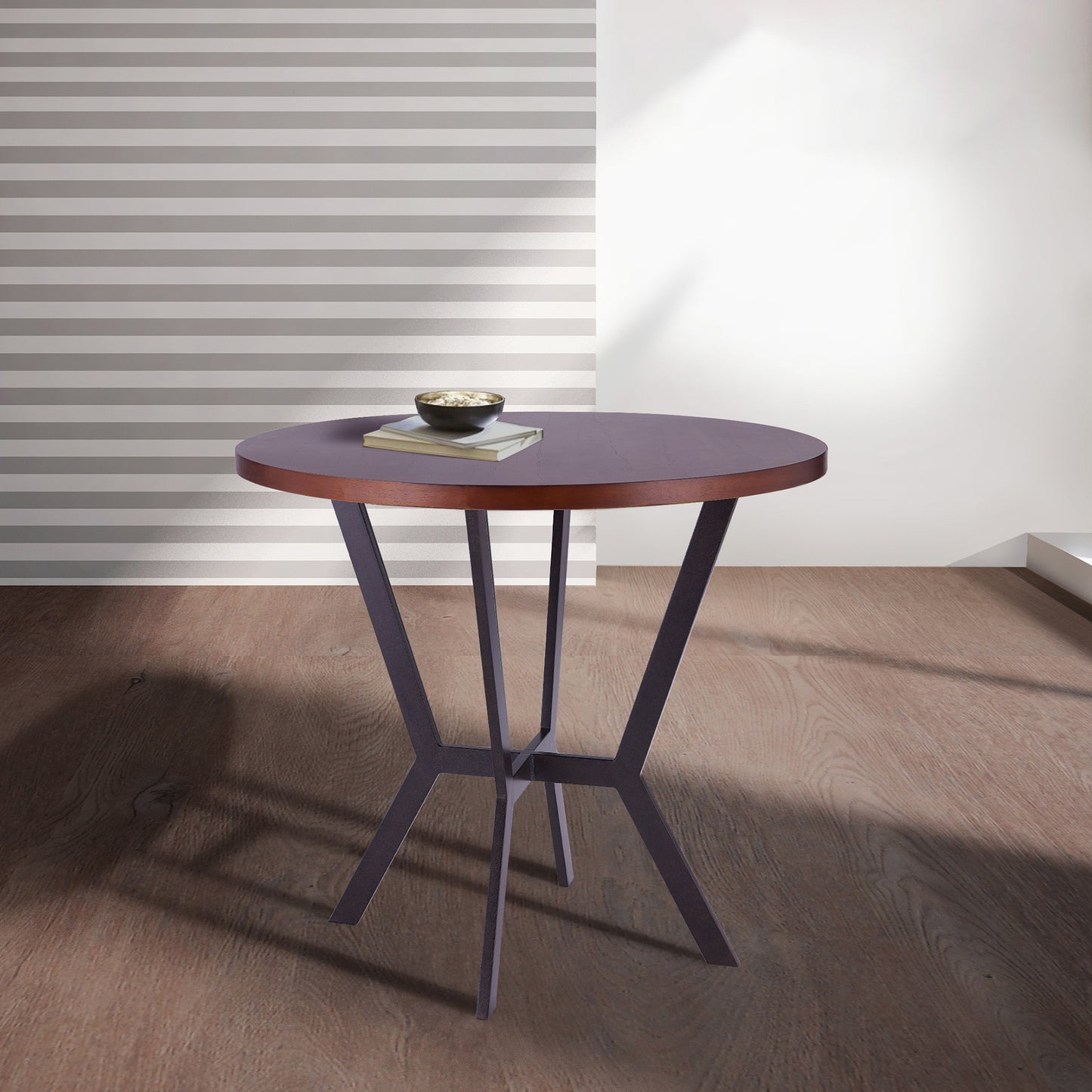 Pike Contemporary Bar Table in Auburn Bay Finish and Sedona Wood Top