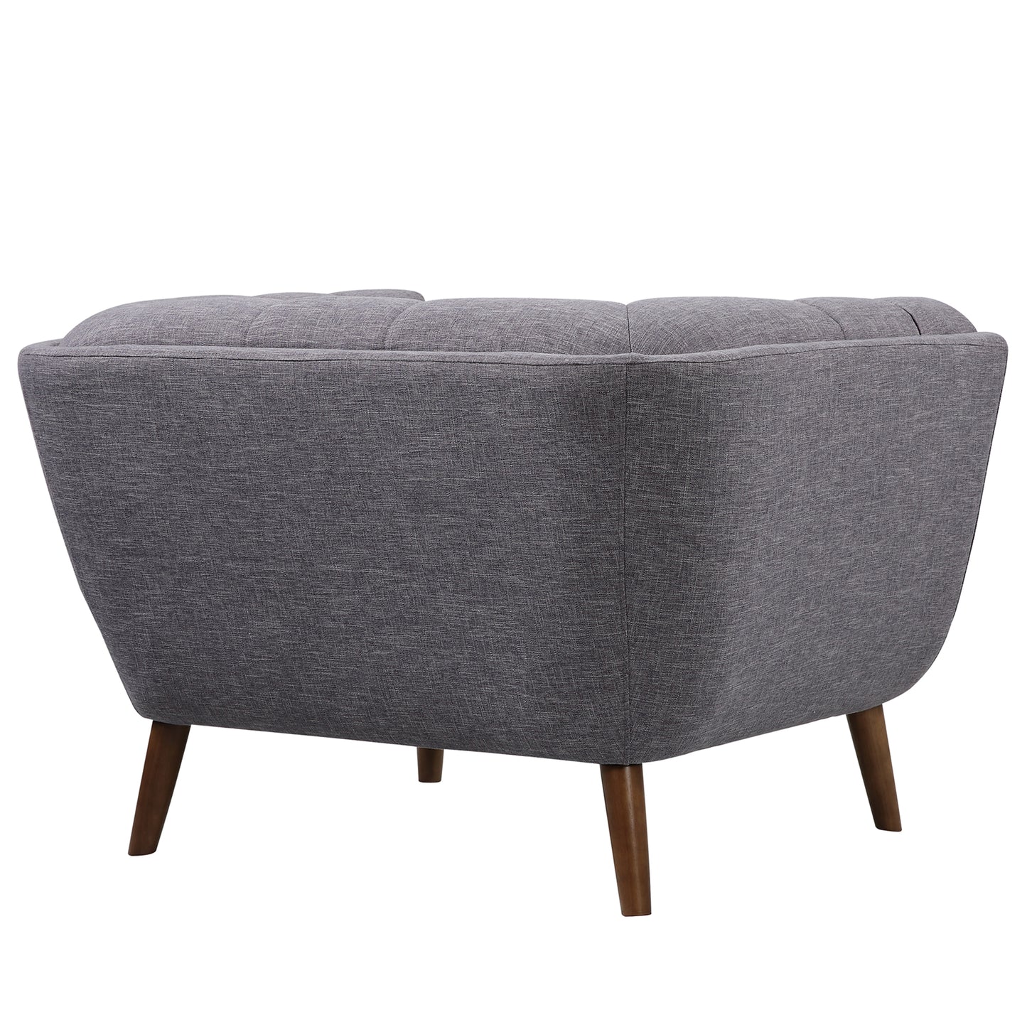 Phantom Mid-Century Modern Chair in Dark Gray Linen and Walnut Legs