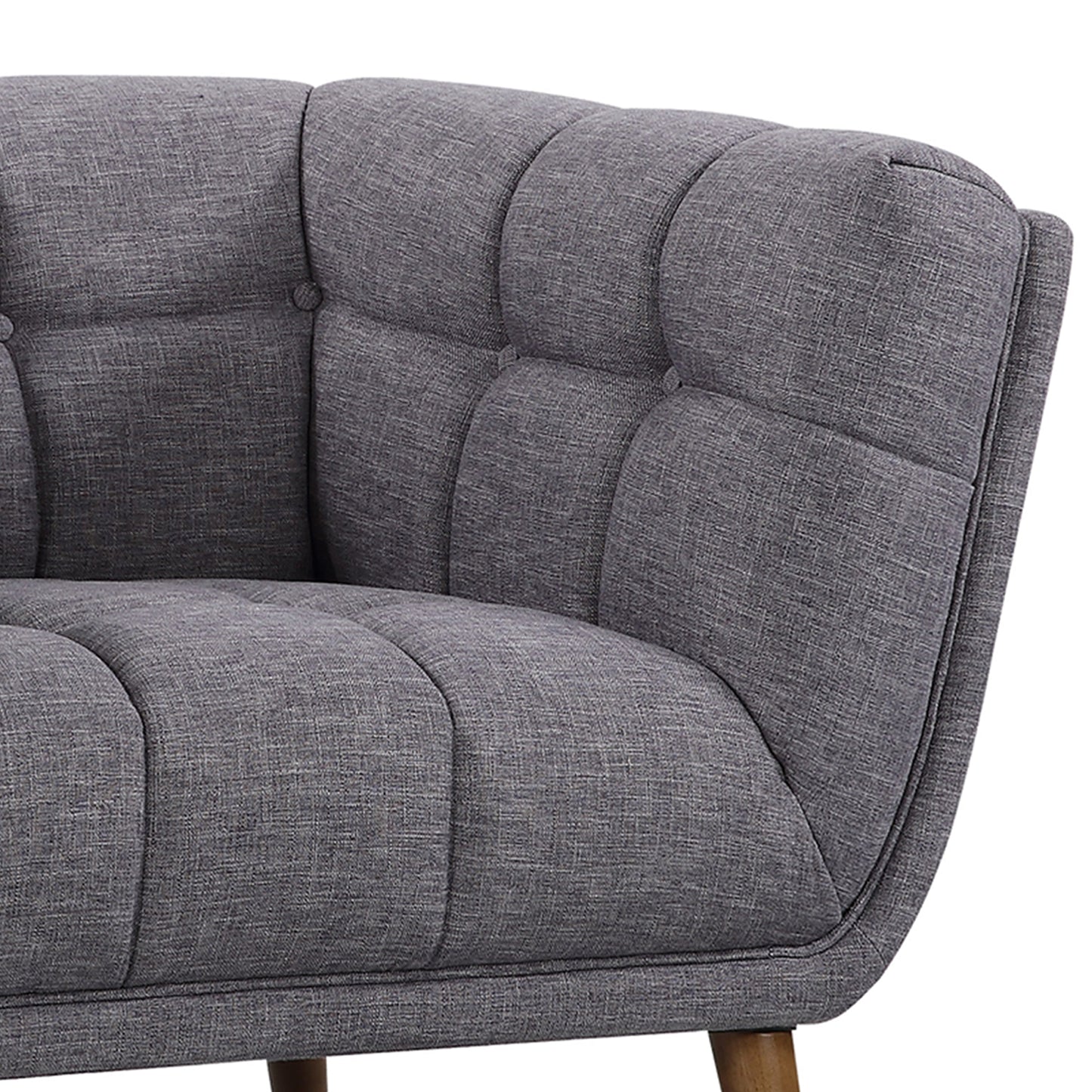 Phantom Mid-Century Modern Chair in Dark Gray Linen and Walnut Legs
