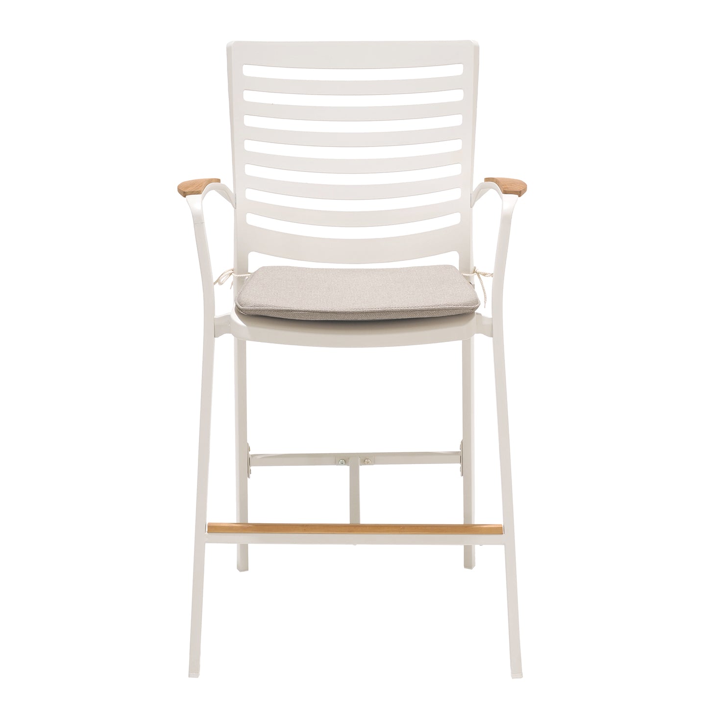 Portals Patio Aluminum Barstool in Light Matte Sand