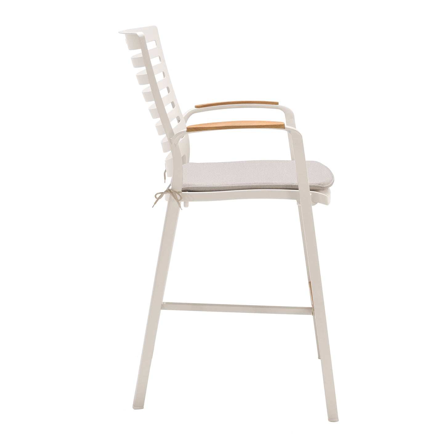 Portals Patio Aluminum Barstool in Light Matte Sand