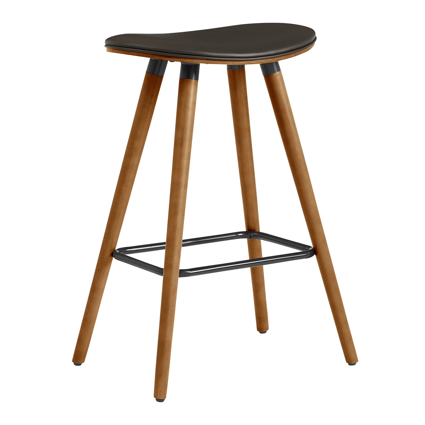 Piper 26" Counter Height Backless Bar Stool in Brown Faux Leather