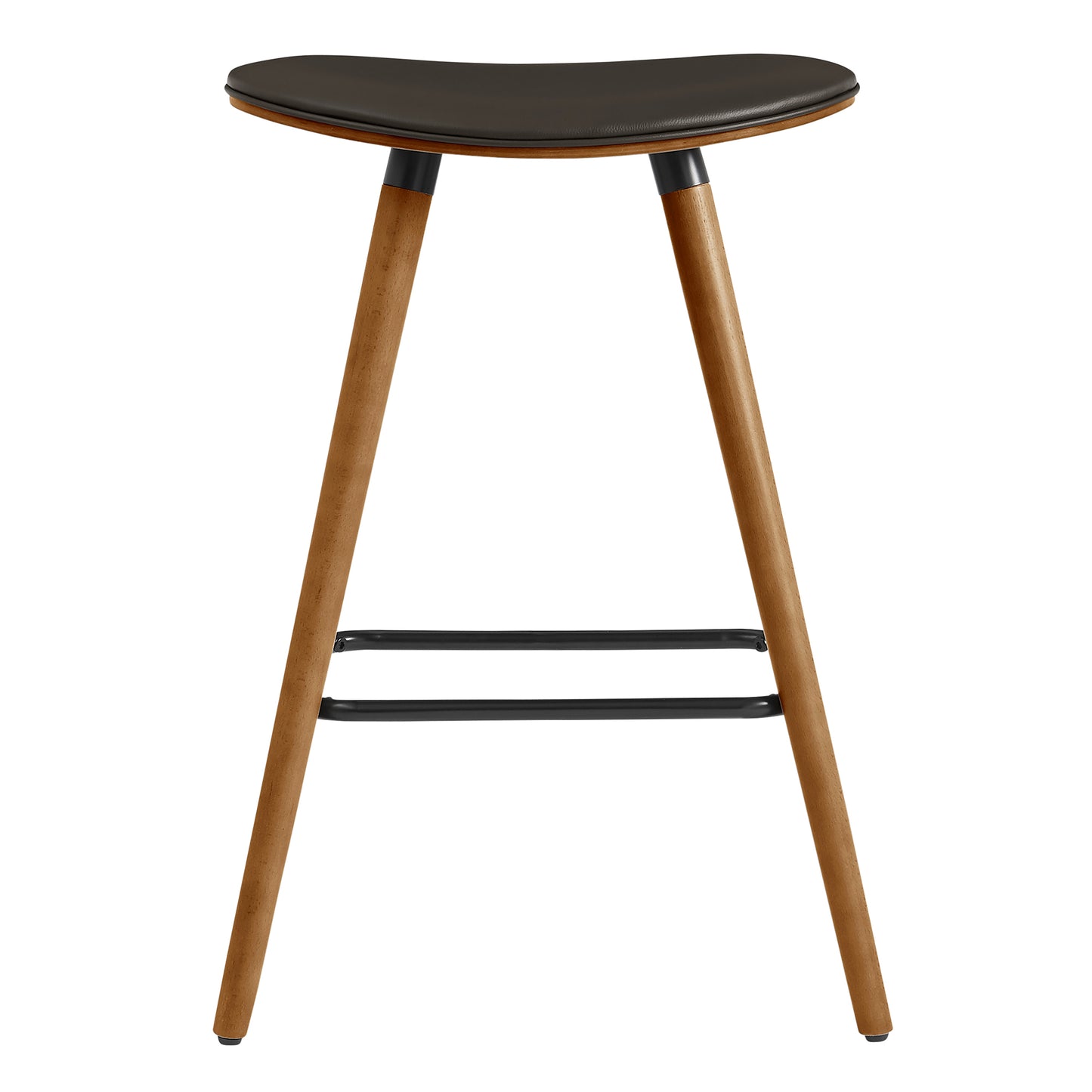 Piper 26" Counter Height Backless Bar Stool in Brown Faux Leather