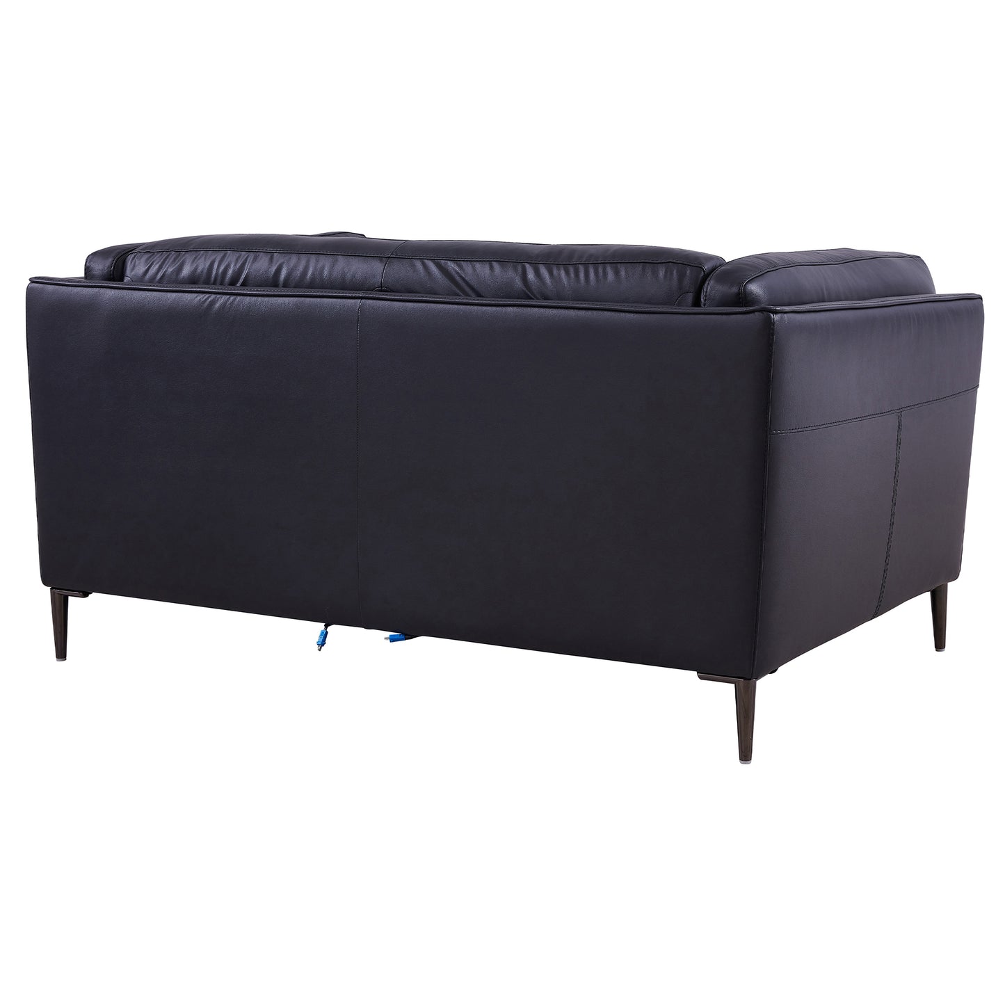 Primrose Contemporary Loveseat in Dark Metal Finish and Navy Genuine Leather