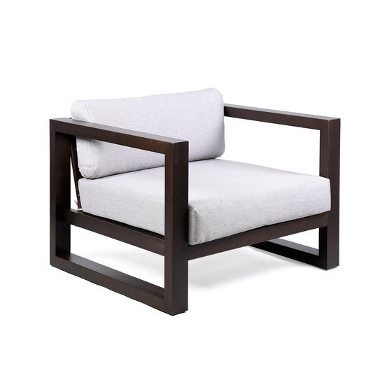 Paradise Outdoor Dark Eucalyptus Wood Lounge Chair with Grey Cushions