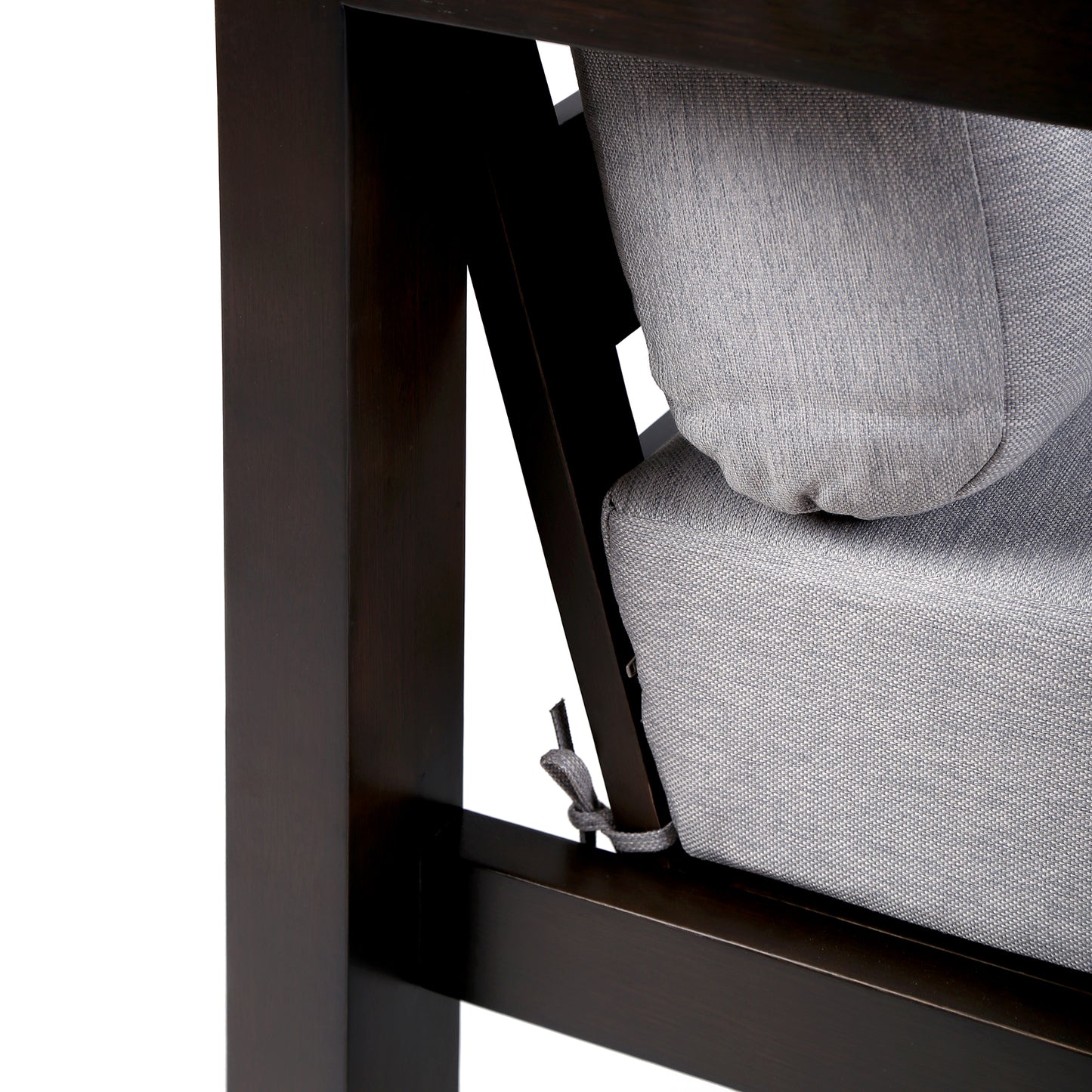 Paradise Outdoor Dark Eucalyptus Wood Lounge Chair with Grey Cushions