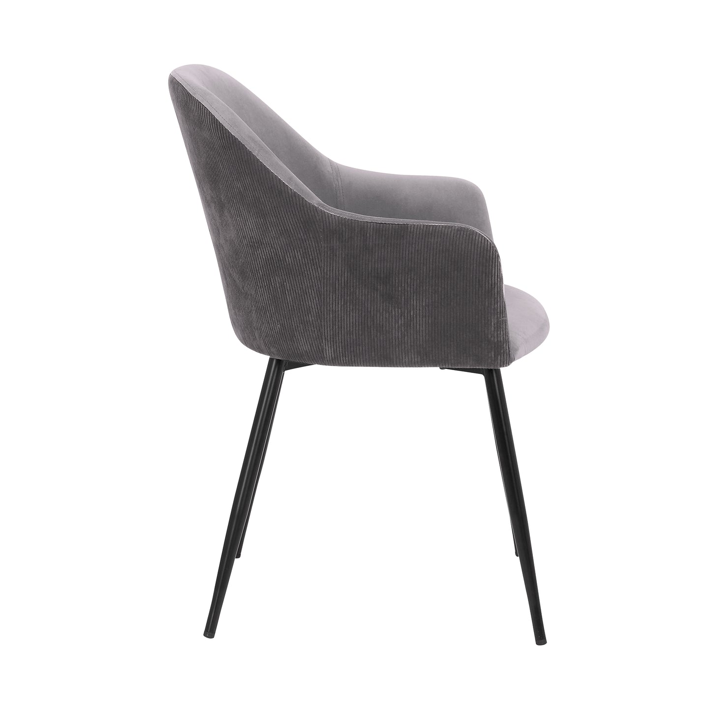 Pixie Dark Grey and Black Fabric Dining Room Chair with Black Metal Legs