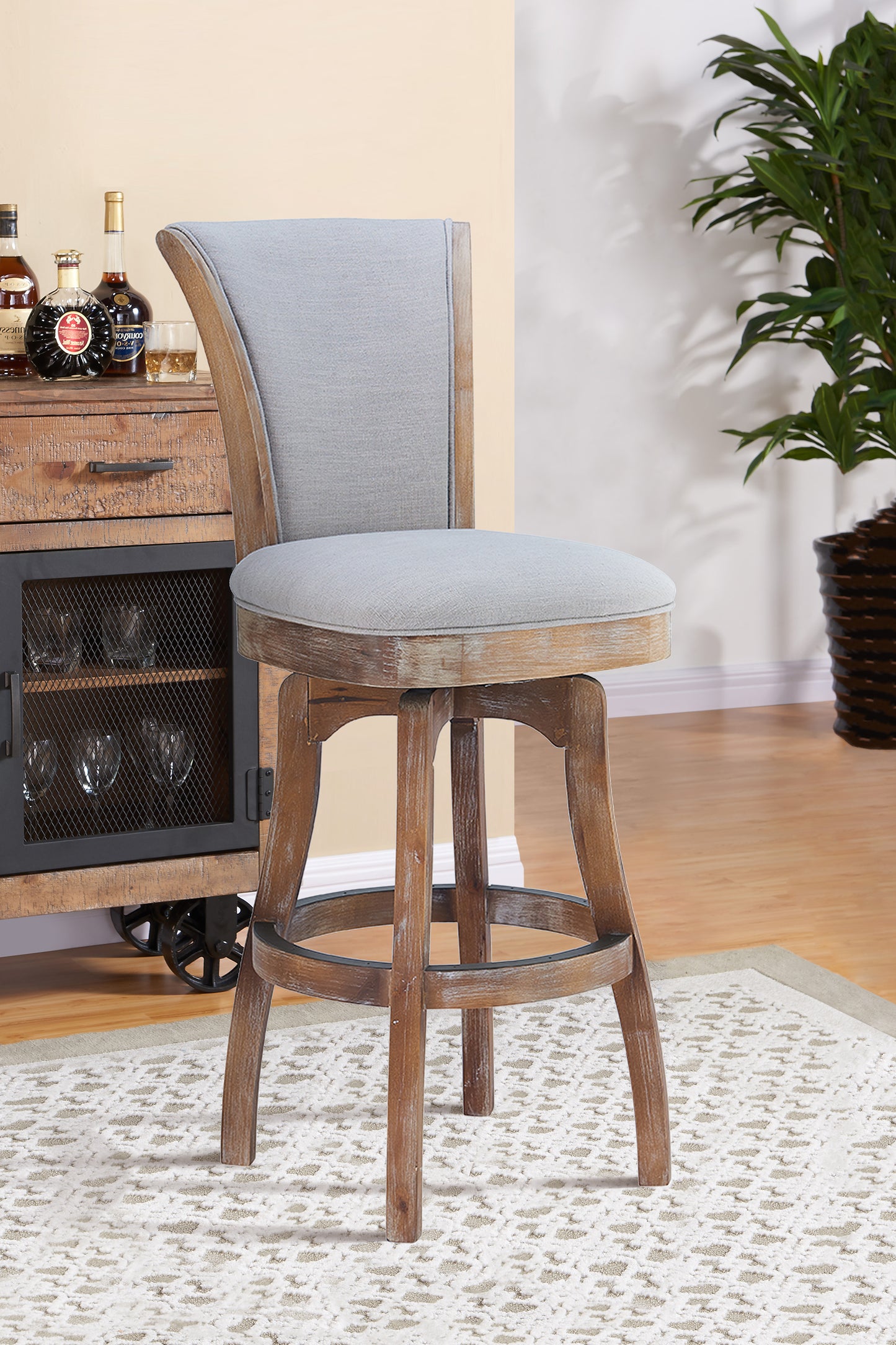 Raleigh 30" Bar Height Swivel Barstool in Distressed OakÂ Finish