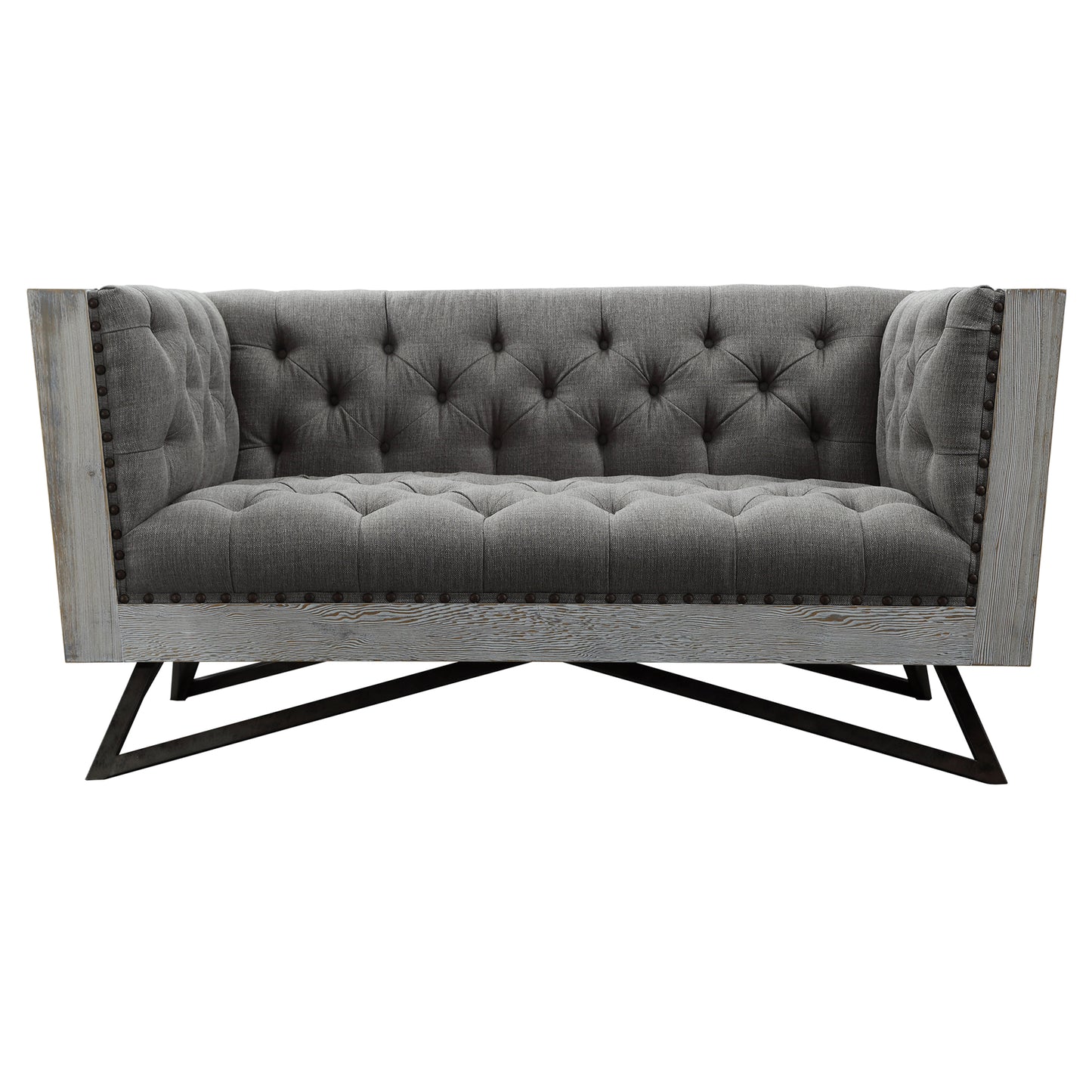 Regis Contemporary Loveseat in Gray Fabric