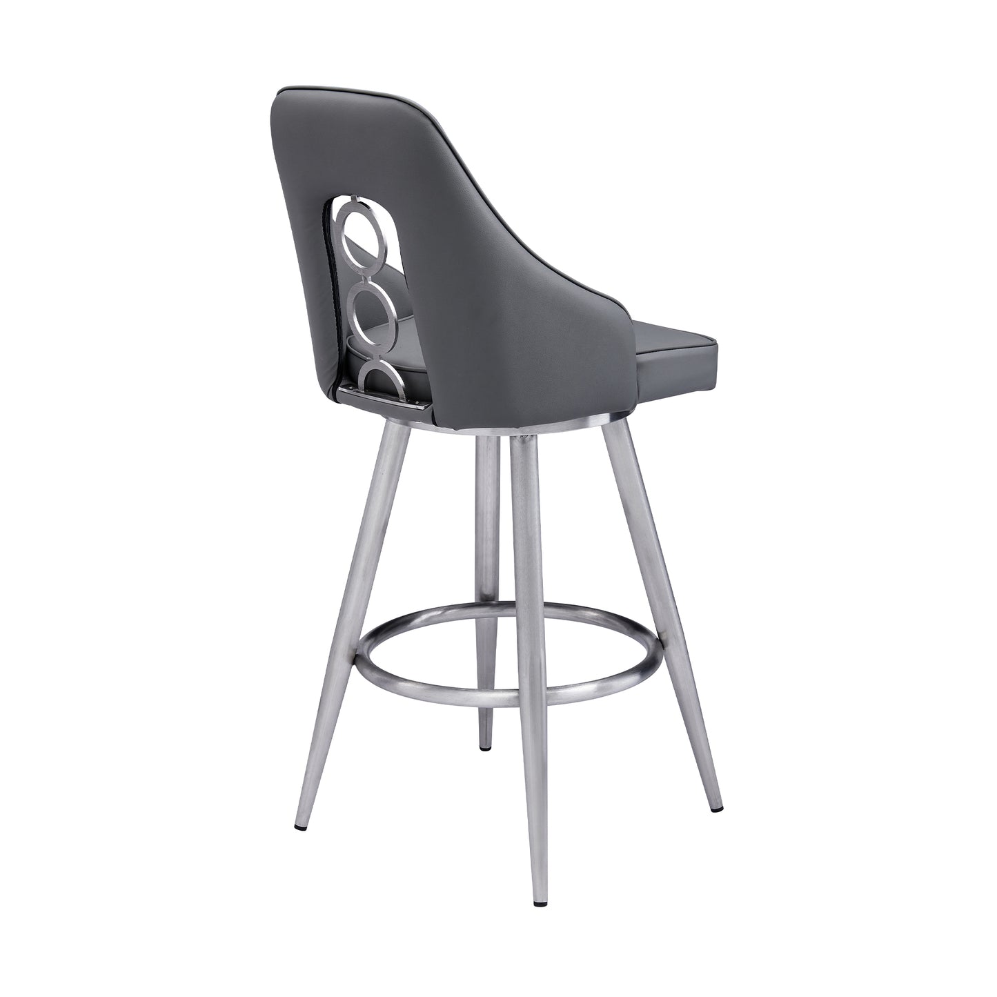 Ruby 30" Bar Height Swivel Black Faux Leather Bar Stool
