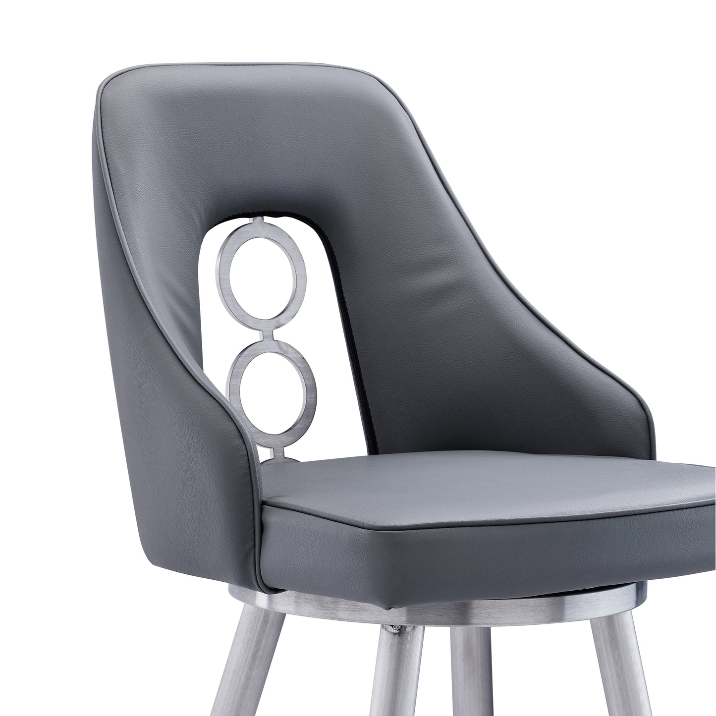 Ruby 30" Bar Height Swivel Black Faux Leather Bar Stool