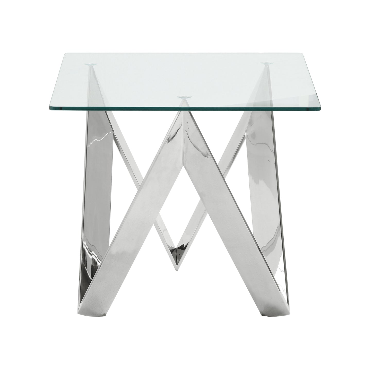 Scarlett Contemporary Square End Table in Polished Steel Finish