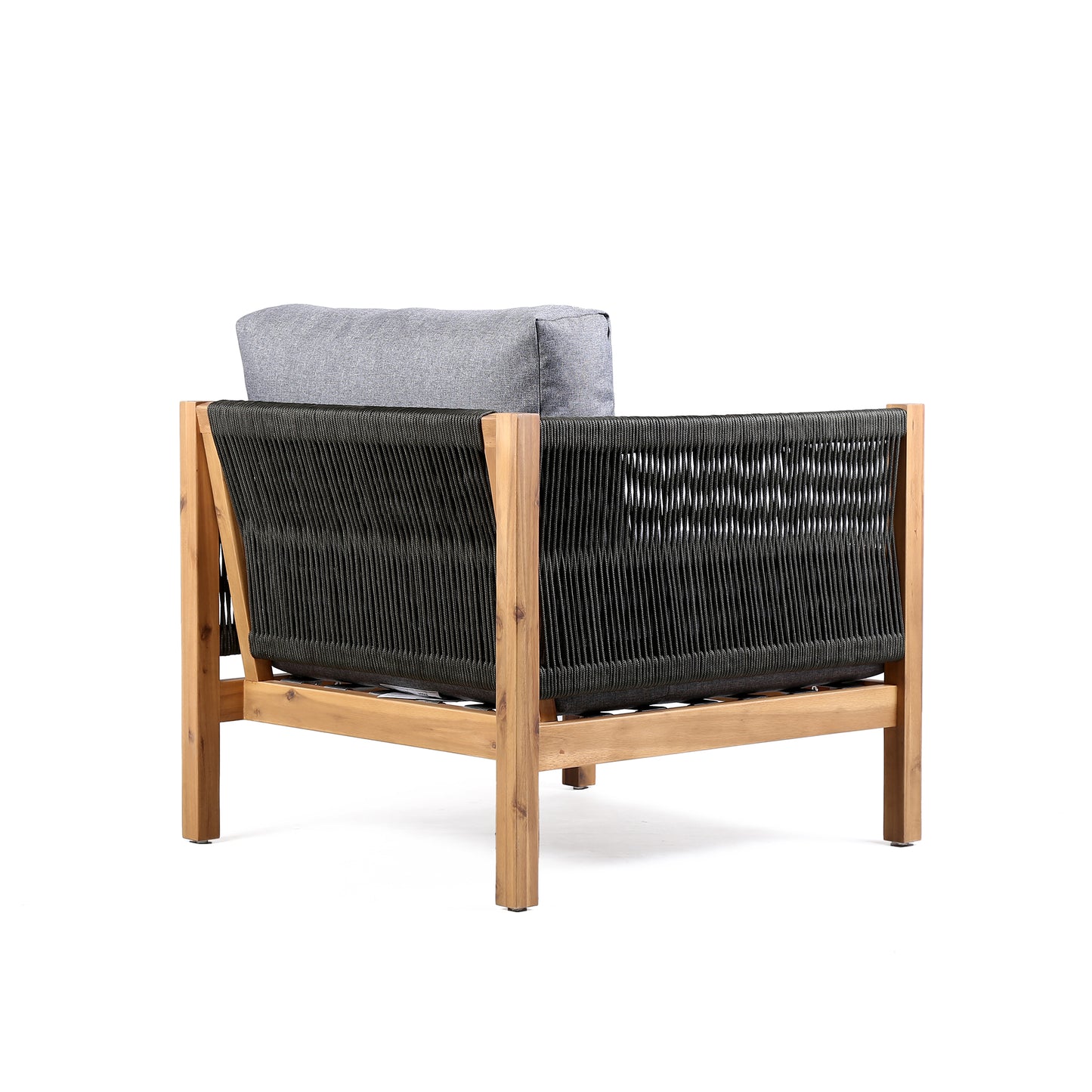 Sienna Outdoor Eucalyptus Lounge Chair in Teak Finish with Grey Cushions