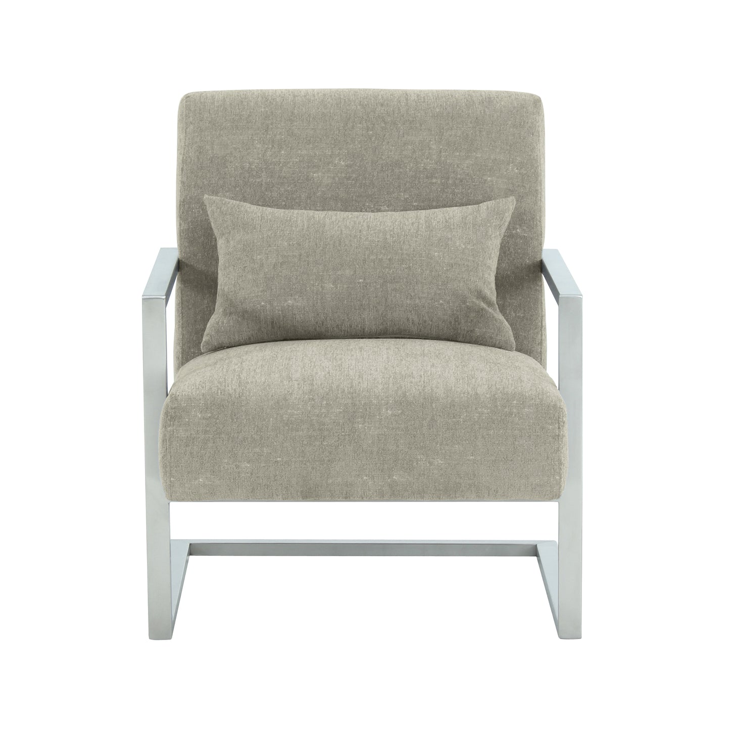 Skyline Modern Accent Chair In Gray Linen and Steel Legs