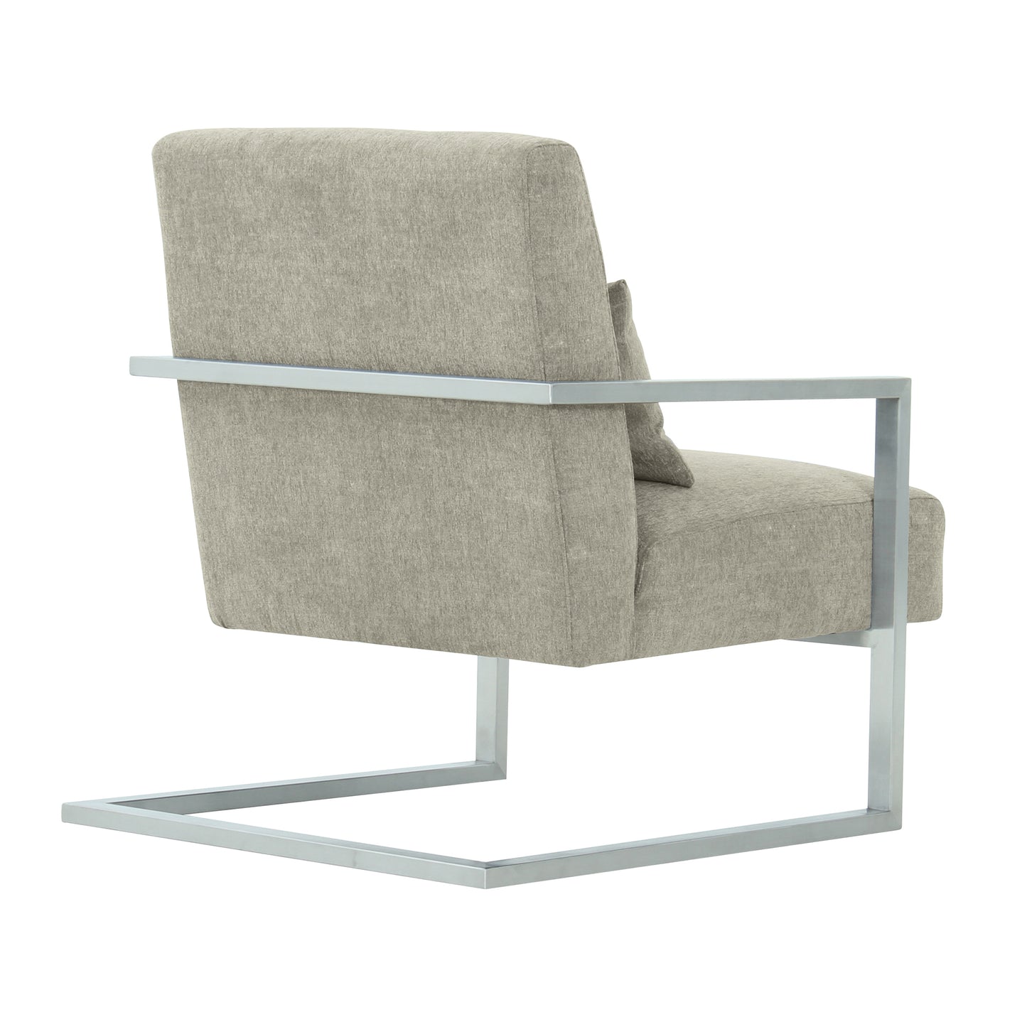 Skyline Modern Accent Chair In Gray Linen and Steel Legs