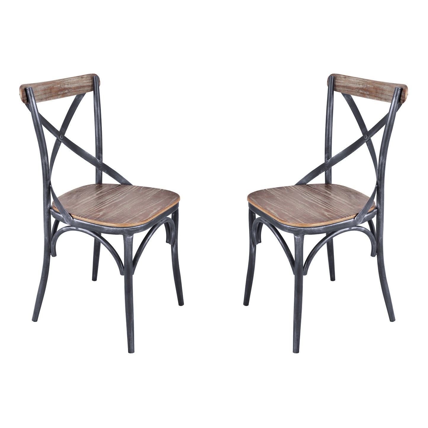 Sloan Industrial Dining Chair in Industrial Gray and Pine Wood - Set of 2