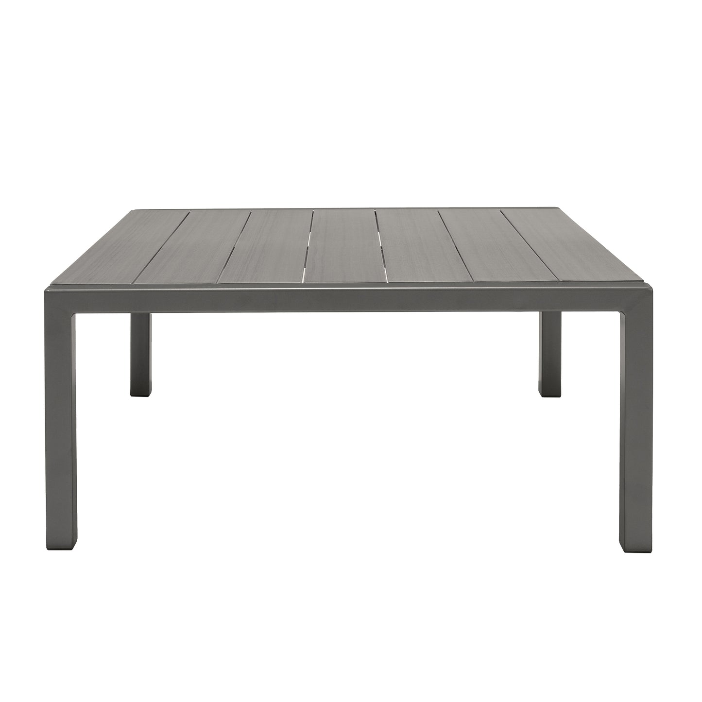Solana Outdoor Square Coffee Table in Cosmos Grey Finish with Wood Top