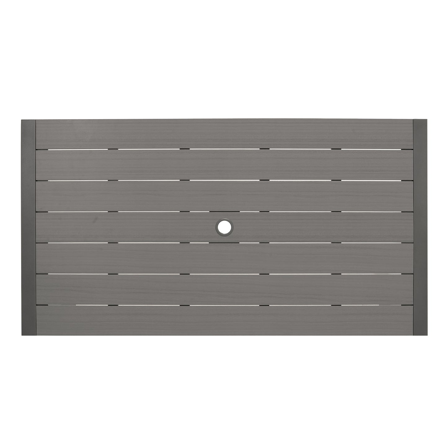Solana Rectangular Aluminum Dining Table in Cosmos Grey Finish with Wood Top