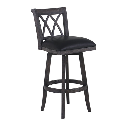 Sonoma 26" Counter Height Swivel Wood Barstool in Wire Brushed Black Finish