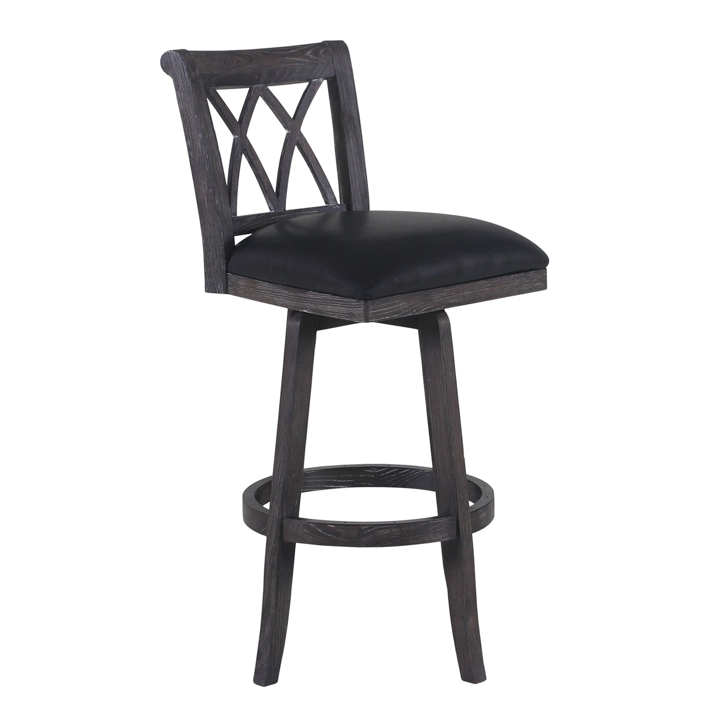 Sonoma 26" Counter Height Swivel Wood Barstool in Wire Brushed Black Finish