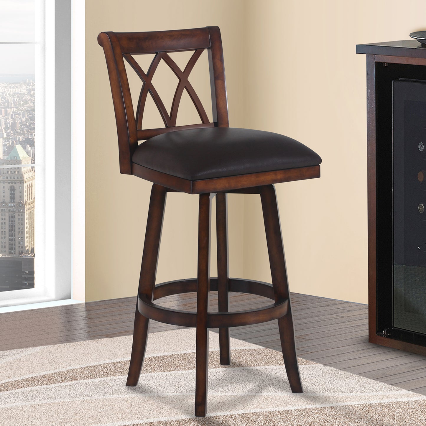 Sonoma 30" Bar Height Swivel Wood Barstool in Pecan Finish