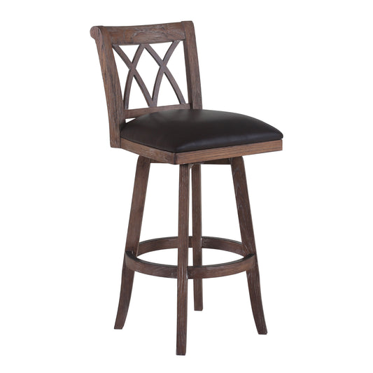 Sonoma 26" Counter Height Swivel Wood Barstool in Wire Brushed Brown Finish