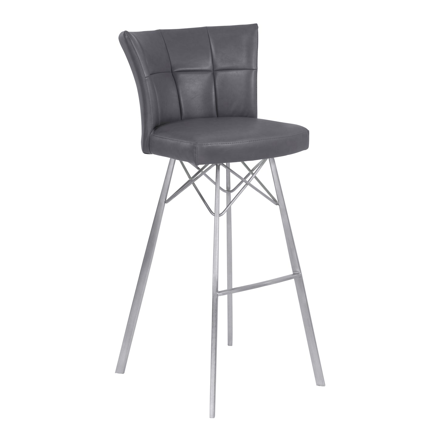 Spago 26" Counter Height Metal Barstool in Gray Faux Leather