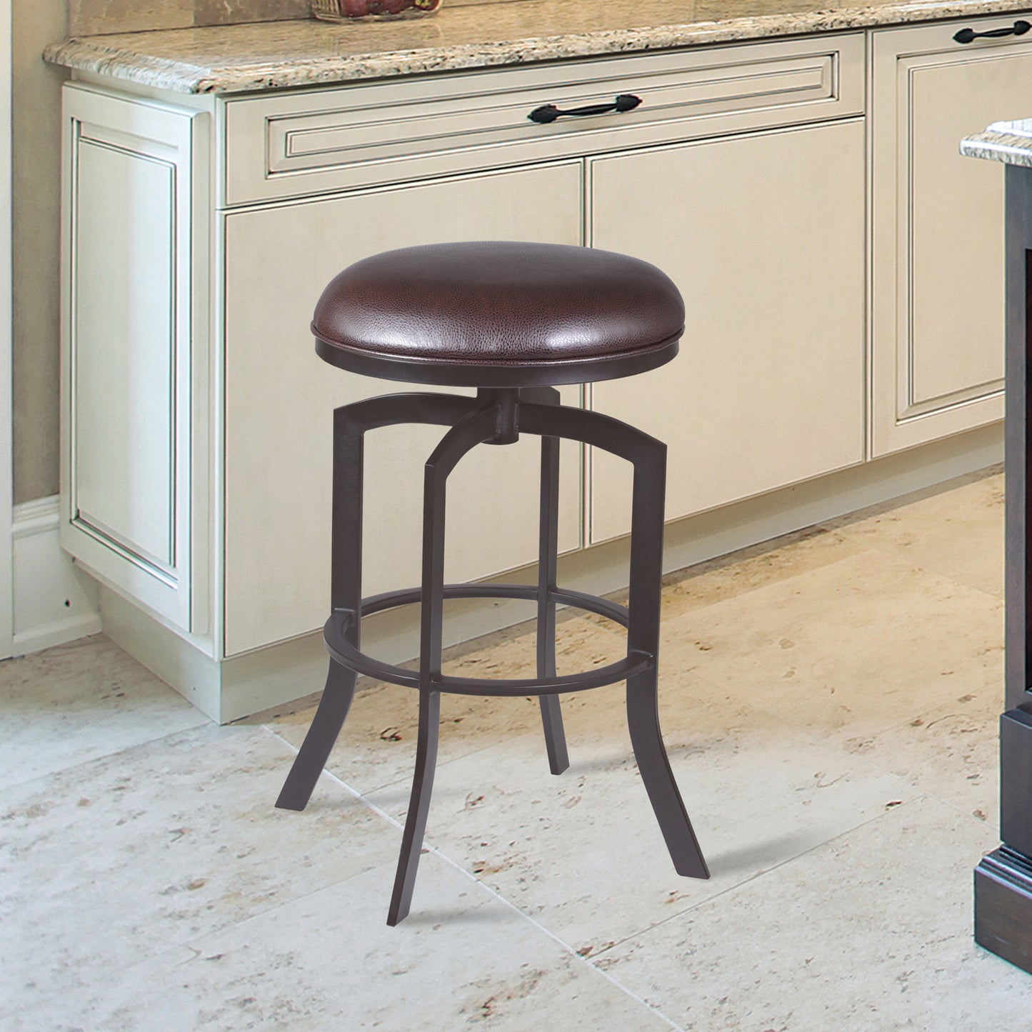 Studio 26" Counter Height Barstool in Auburn Bay finish with Brown Faux Leather