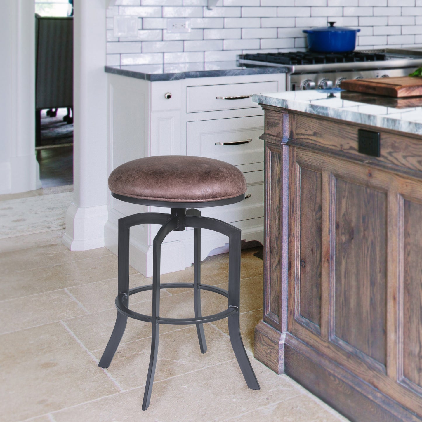 Studio 26" Counter Height Barstool in Mineral finish with Bandero Tobacco